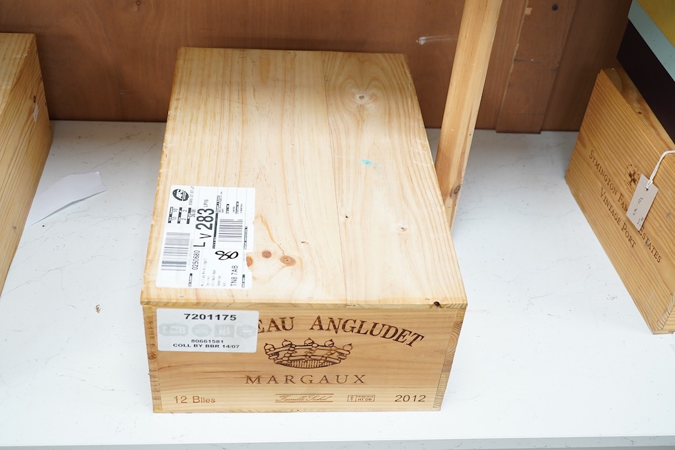 Twelve bottles of Chateau Angludet Margaux 2012, OWC. Condition - good, storage history unknown